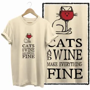 Cats And Wine Graphic T-Shirt