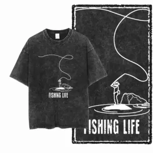Fishing Life Line Art Graphic T-Shirt