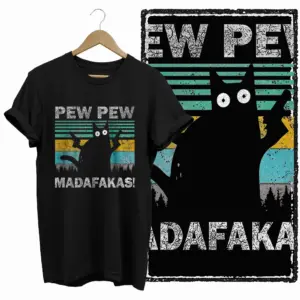 Pew Pew Cat Graphic T-Shirt