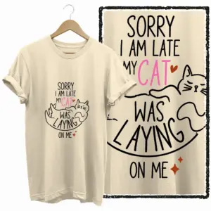 Sorry I Am Late Cat Graphic T-Shirt
