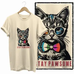 Cat With Glasses Graphic T-Shirt