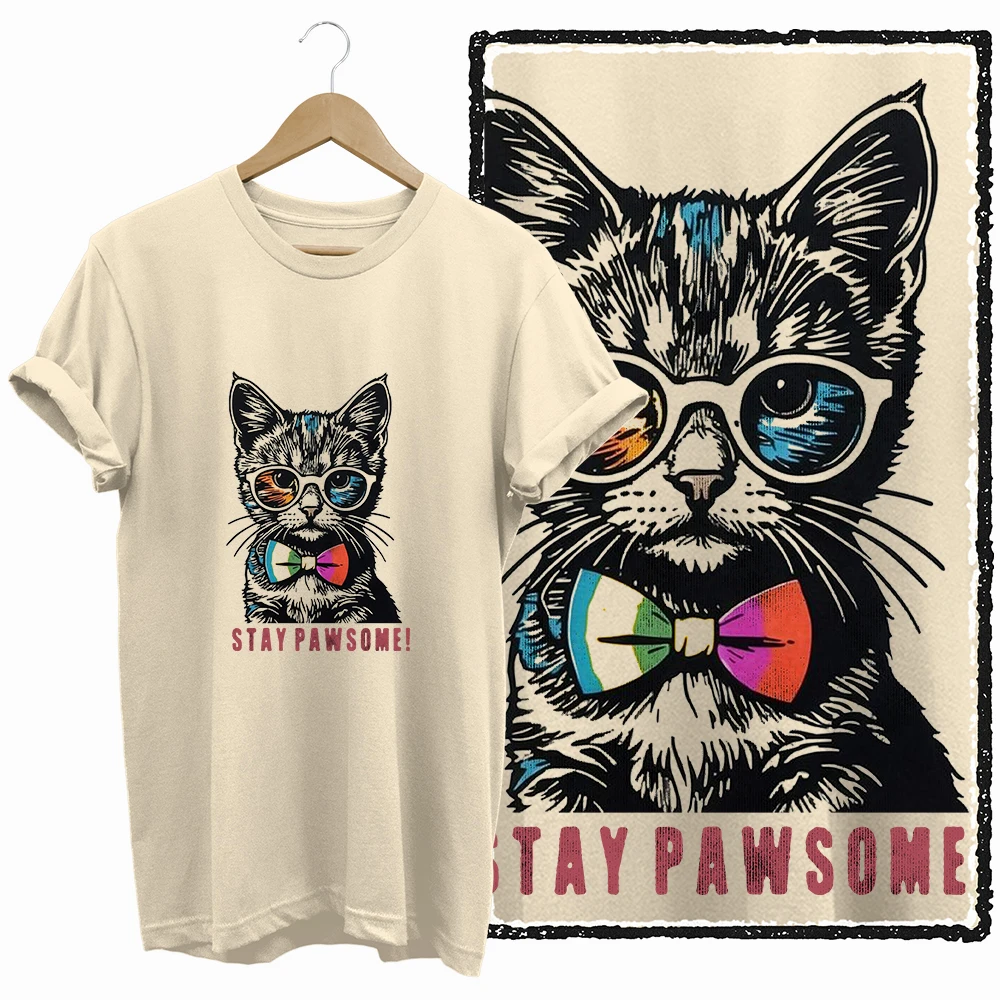 Cat With Glasses Graphic T-Shirt