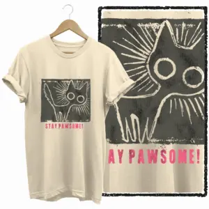 Stay Pawsome Cat Graphic T-Shirt