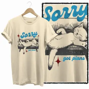 Sorry Got Plans Cat Graphic T-Shirt