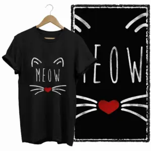 Meow Cat Face Graphic T-Shirt