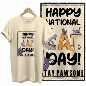 Happy National Cat Day Graphic T-Shirt
