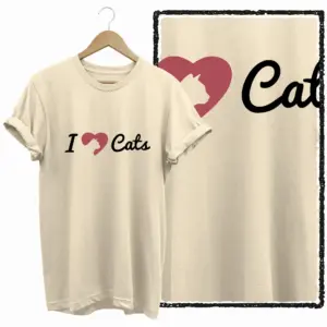 Heart-Shaped Cat Graphic T-Shirt