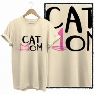 Cat Mom Typography Graphic T-Shirt