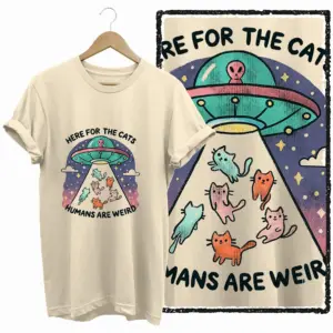 Cat UFO Graphic T-Shirt