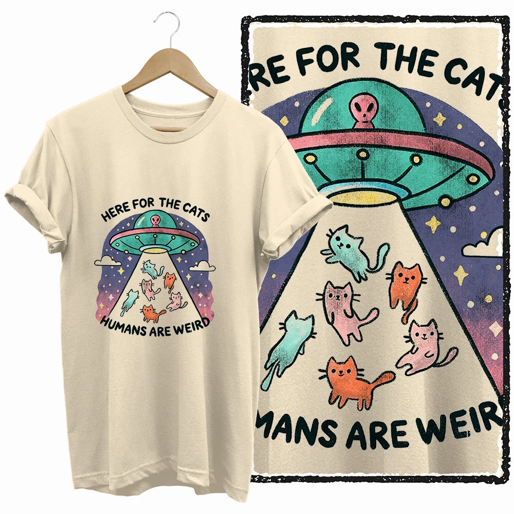 Cat UFO Graphic T-Shirt