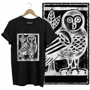 Woodcut Owl Graphic T-Shirt