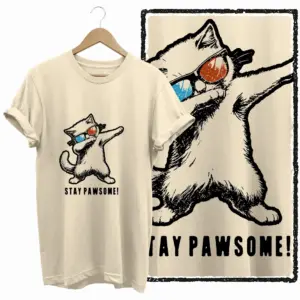 Stay Pawsome Dabbing Cat T-Shirt