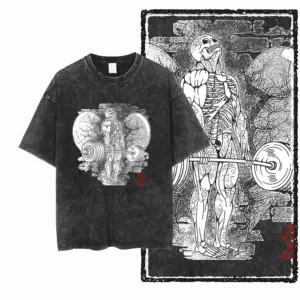 Anatomical Heart Skeleton Deadlift Graphic T-Shirt