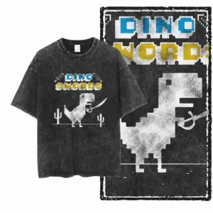 Pixel Dino Swords Graphic T-Shirt