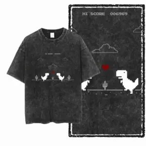Pixel Dino Love Encounter Graphic T-Shirt