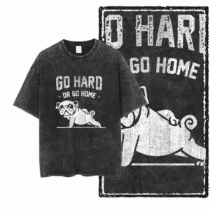 Go Hard Pug Push-Up Graphic T-Shirt