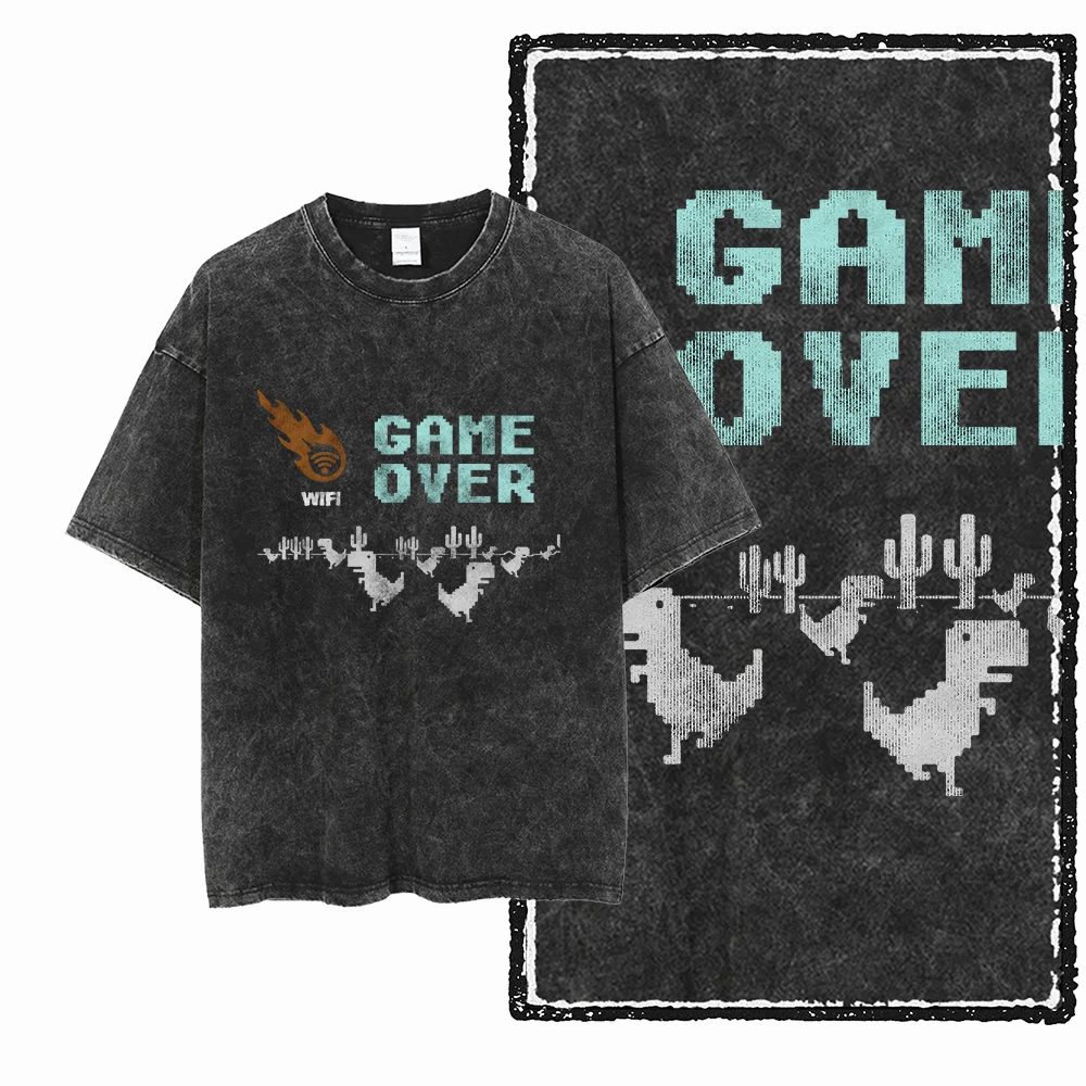 WiFi Game Over Dino Graphic T-Shirt