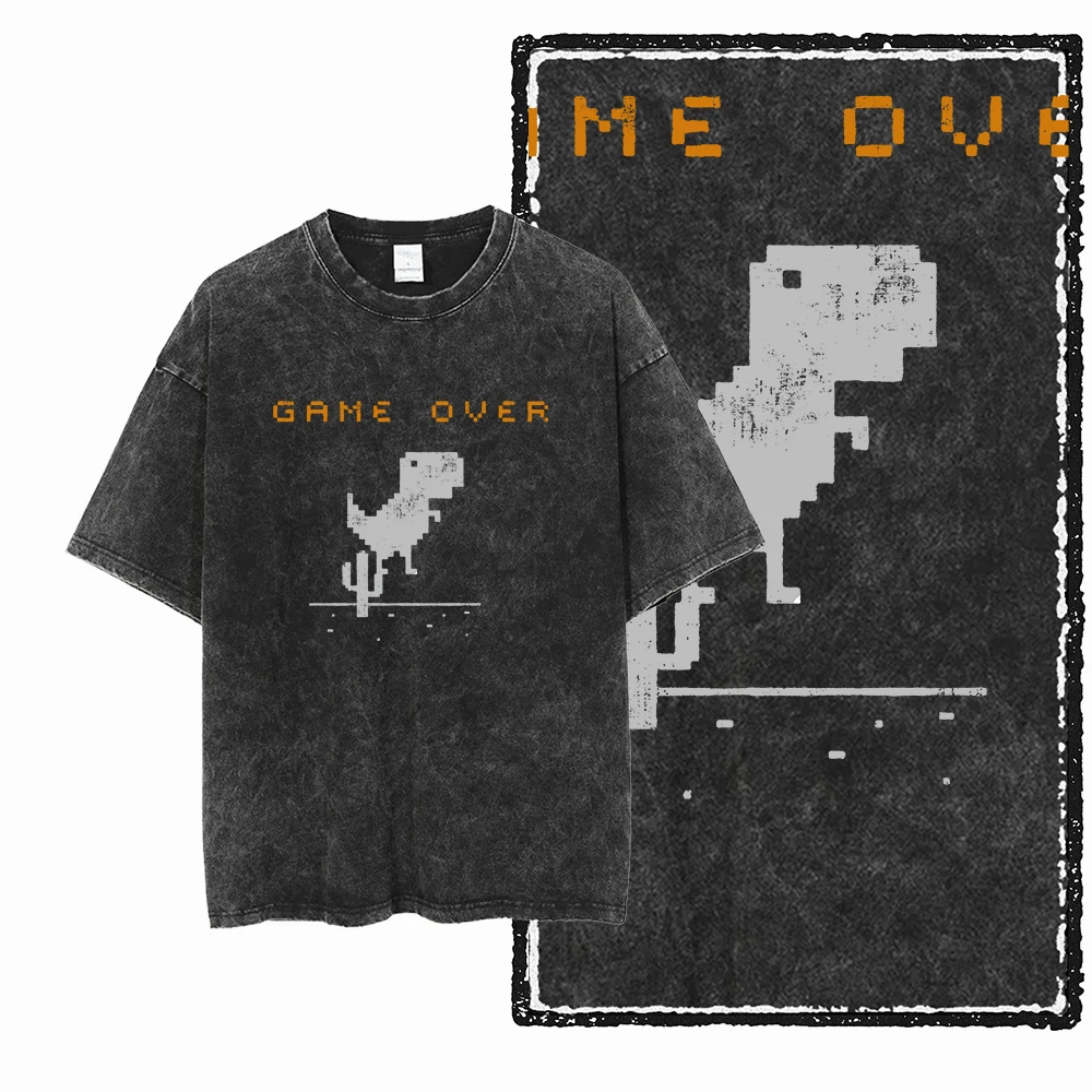 Game Over Pixel Dino Desert Graphic T-Shirt