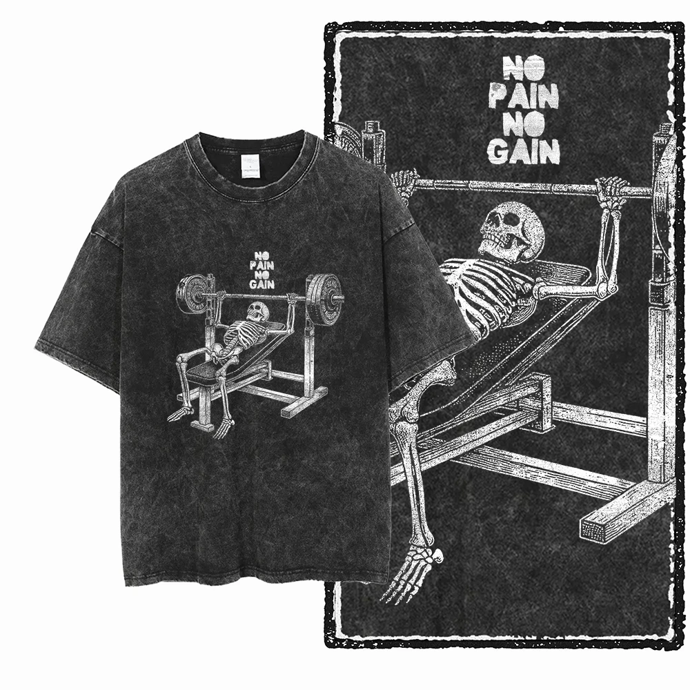 Skeleton Bench Press Graphic T-Shirt
