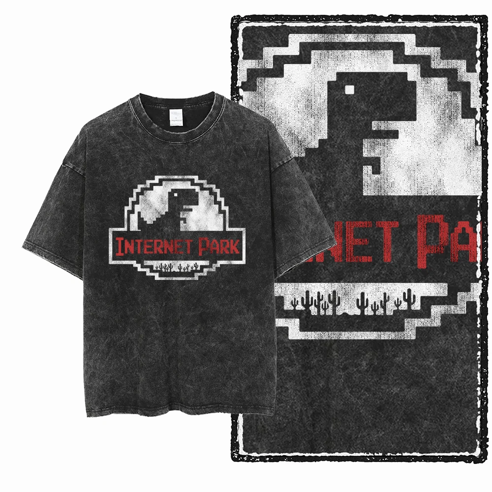Pixel Dino Internet Park Graphic T-Shirt