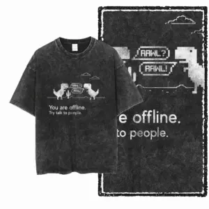 Offline Pixel Dino Dialogue Graphic T-Shirt