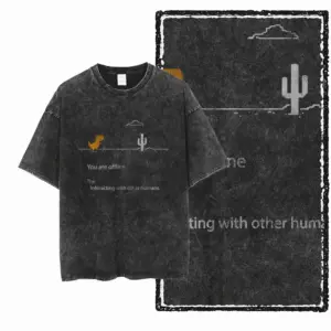 Pixel Dino Offline Message Graphic T-Shirt