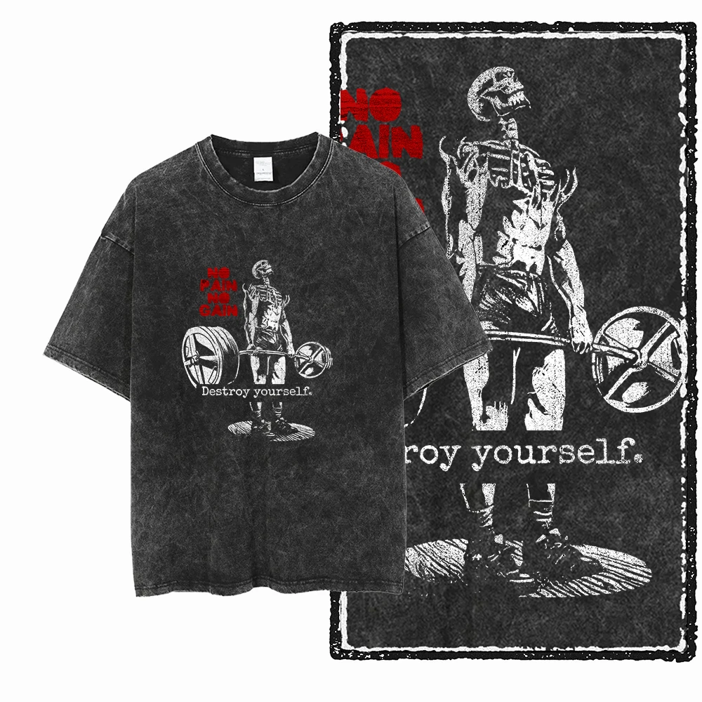 Skeleton Deadlift Motivation Graphic T-Shirt