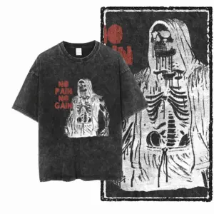 Hooded Skeleton Graphic T-Shirt