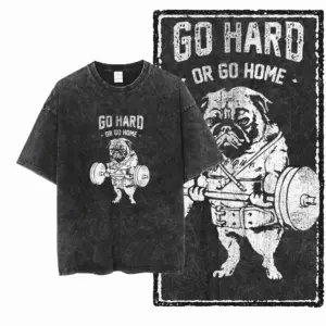 Go Hard Pug Weightlifting Graphic T-Shirt