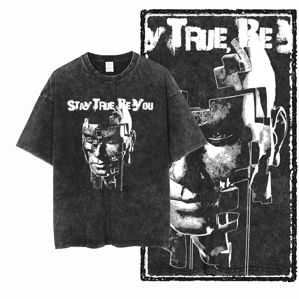 Fragmented Portrait Graphic T-Shirt